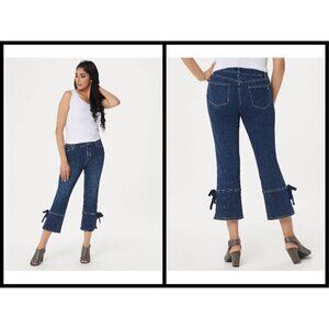💕SUSAN GRAVER💕 Regular High Stretch Denim Crop Jeans with Ties 8P